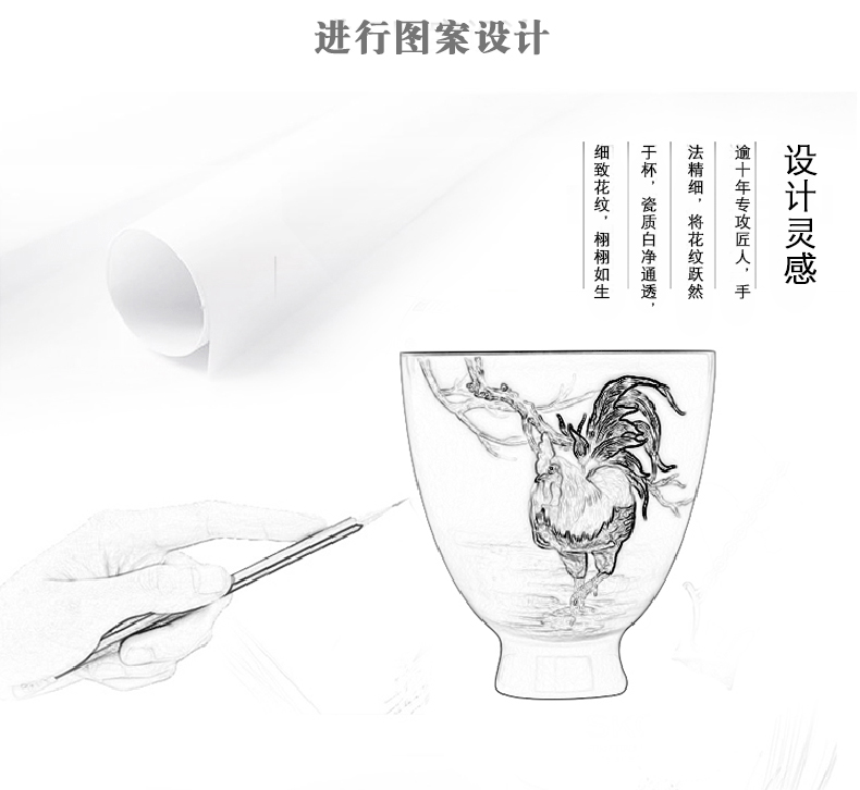 Jingdezhen ceramic hand - made rooster CPU heat - resistant cup personal kung fu tea cups new see colour master cup sample tea cup tea sets