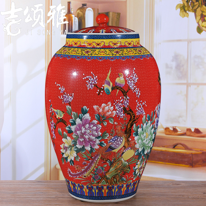 Jingdezhen ceramic ricer box barrel storage barrel oil cylinder tank storage tank of household adornment palace wind insect - resistant moistureproof