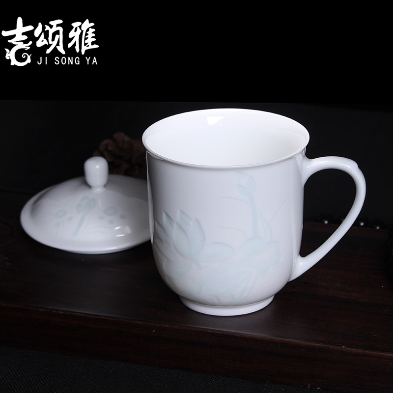 Ceramic cups water glass tea cup cup boss of jingdezhen Ceramic cup brought the gift box with lid
