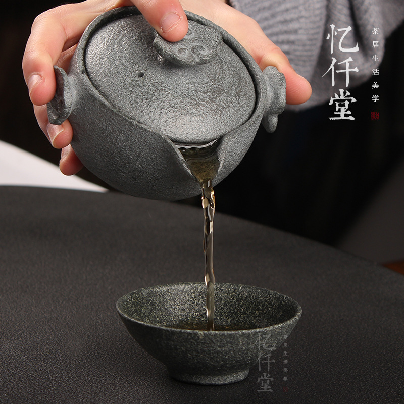Cross-border Natural Stone Teapot Handmade Stone Pot Teaware Creative Kung Fu Tea Set Hui'an Stone Carving Teapot
