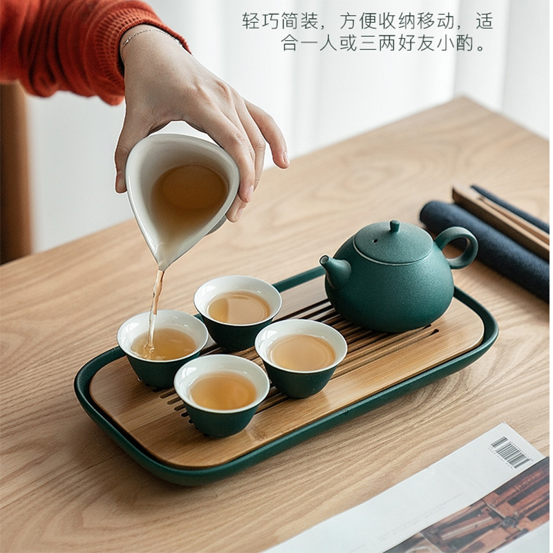 Simple tea set kung fu tea pot four cups home office custom small set simple souvenir box