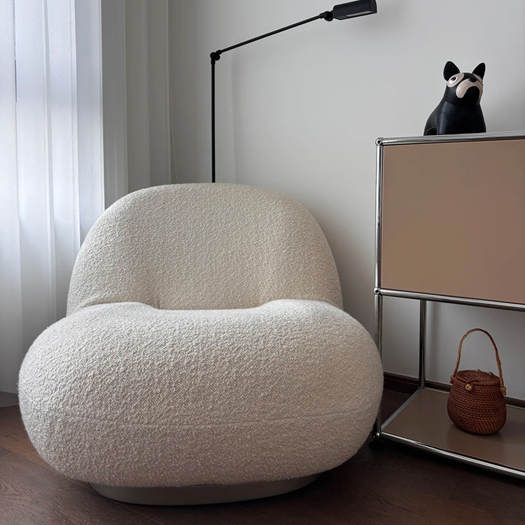 Small Lazy Sofa for One Person, Trendy ins Sydney Chair, Lamb Wool Backrest Chair, Living Room, Bedroom, Floor Small Sofa