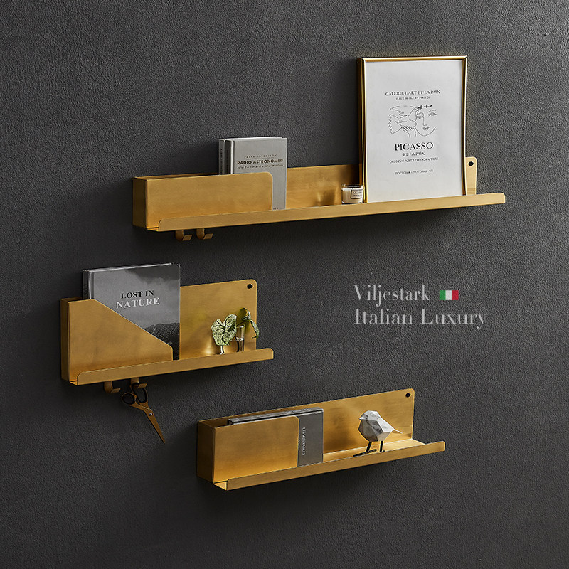 Italian light luxury Wrought iron wall shelf Bathroom wall hanging wall partition Dining room bracket Entrance bookshelf storage shelf