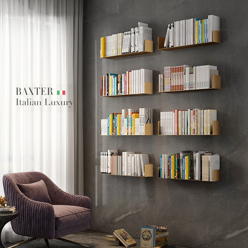 Italian light luxury stealth wall bookshelf creative easy decoration frame wall partition wall iron bookcase