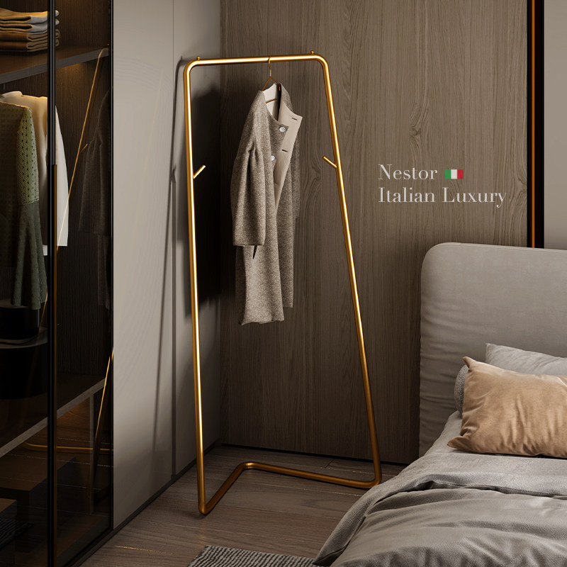 Italian luxury hanger floor to ceiling bedroom hanging hanger wrought iron simple clothes rack corner hanging rack corner coat rack
