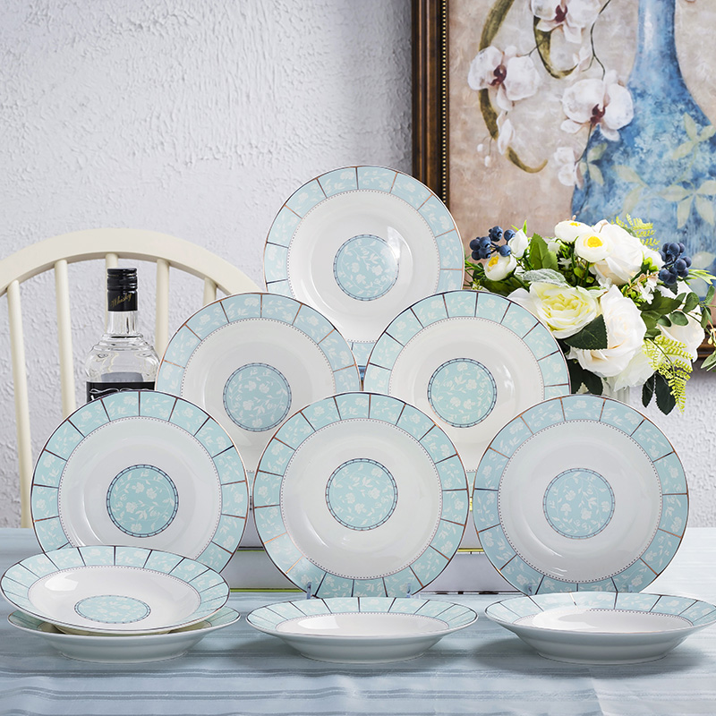 Dish Dish Dish of household ceramic plates number 10 European contracted deep Dish of creative round rice soup Dish plate