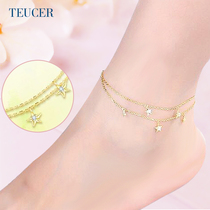 925 silver anklet female rose golden summer fresh Net red niche design Mori girlfriends simple birthday gift