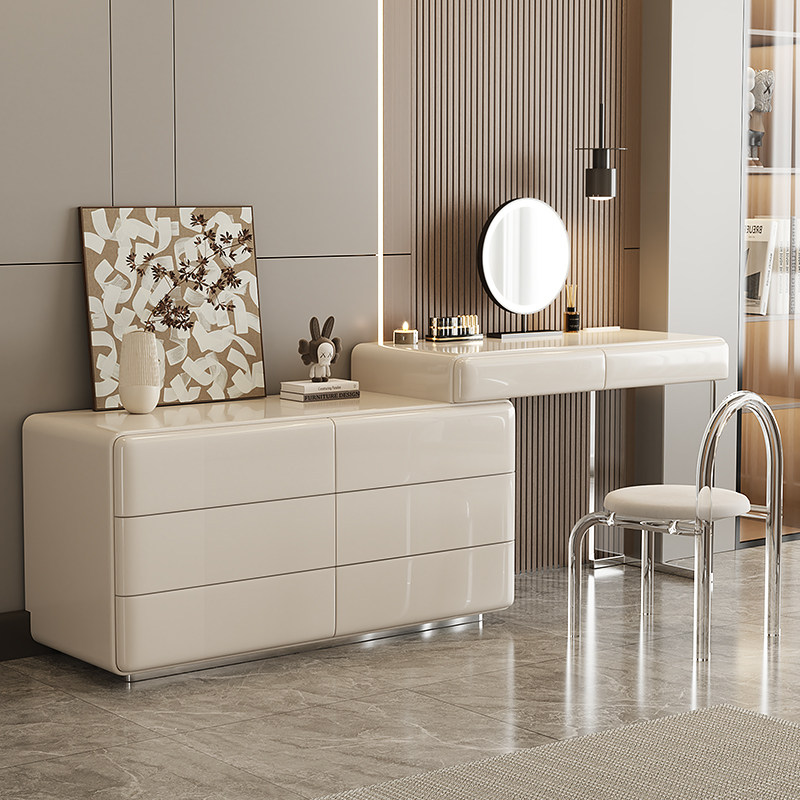 Main Sleeper Solid Wood Makeup Table Containing Cabinet Bed Tail Bucket Cabinet Dresser Incorporate Desk Bedroom Brief Modern Cream Wind-Taobao