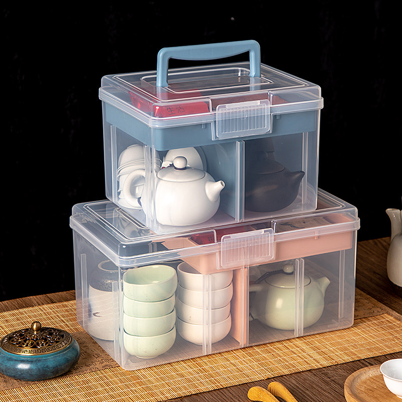 Tea set storage box - portable, dustproof, outdoor travel tea set ...