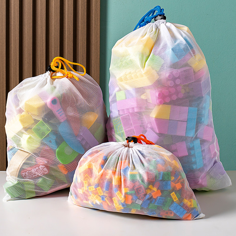 Toy Storage Bag Drawstring Bag Cloth Bag Mesh Small Objects Transparent Waterproof Travel Packing Clothes Underwear