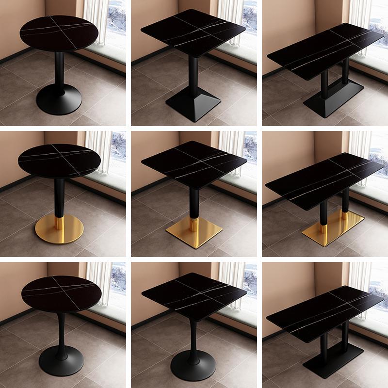 Cafe Slate Dining Table, Bar Counter, Hot Pot and Barbecue Restaurant, Gym, Billiard Hall Outdoor Tables and Chairs, Black Commercial Use