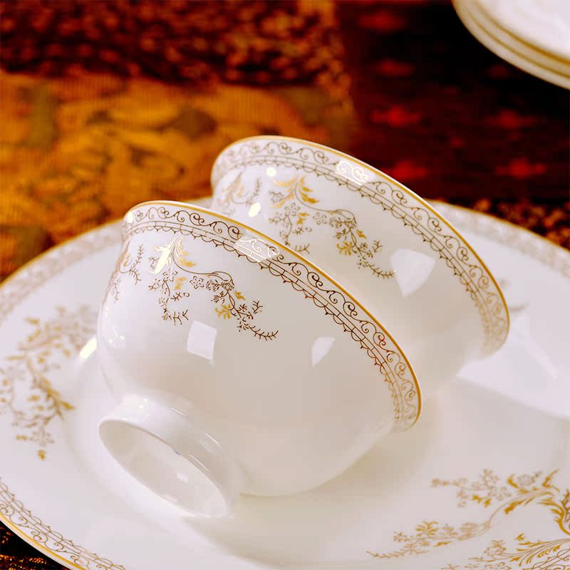 Jingdezhen ceramics tableware 60 head swan lake ipads porcelain tableware suit dishes suit dish plate