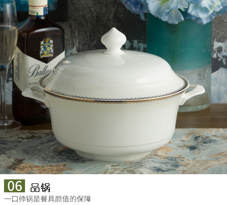 Tangshan ceramic Korean contracted 56 head home dishes dishes chopsticks tableware suit European creative ceramic plate