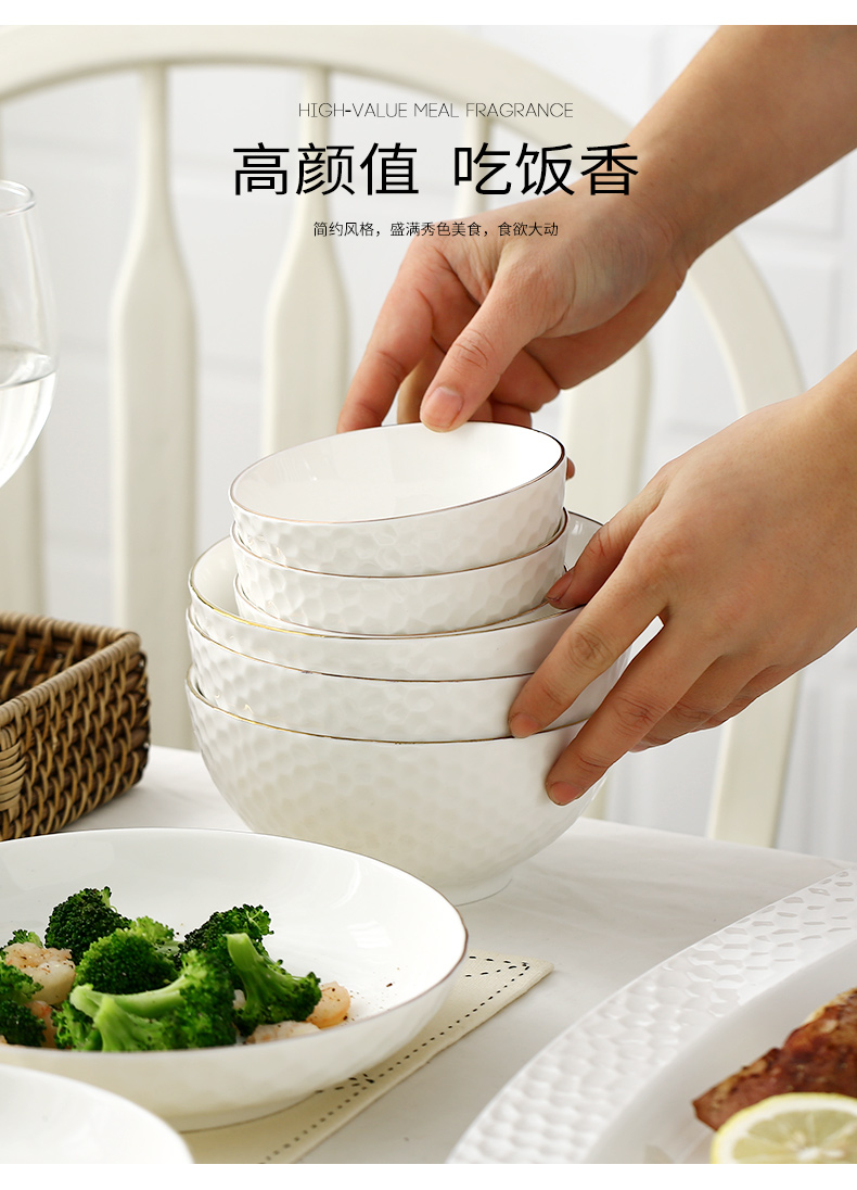 The dishes suit household six Japanese tableware suit contracted Nordic 10 people eat ceramic bowl chopsticks dishes soup bowl