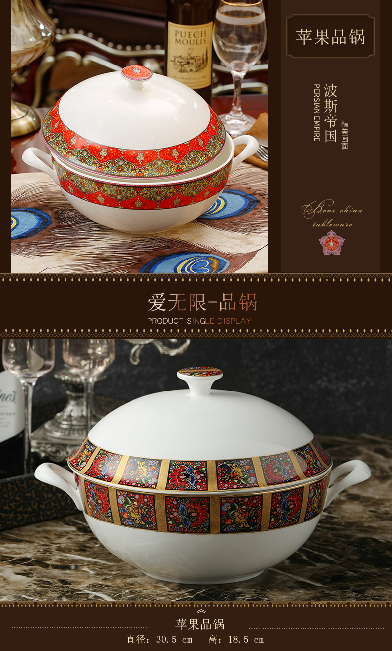 Ceramic pot soup pot with cover ipads porcelain 9 inches large soup pot soup bowl hot pot microwave oven cutlery set