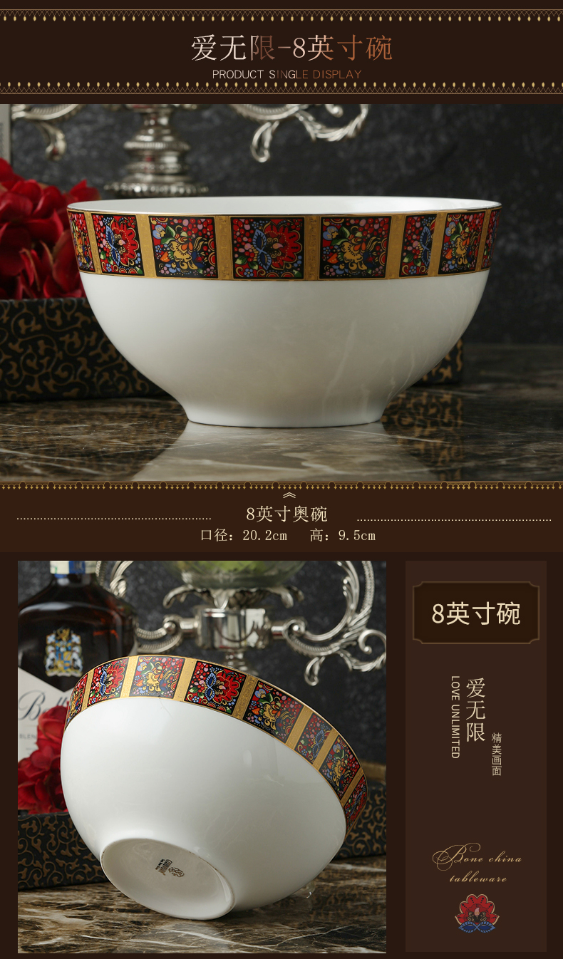 Creative European - style rainbow such as bowl eight inches ipads China pull rainbow such use large soup bowl bowl of soup bowl of soup basin ceramic tableware