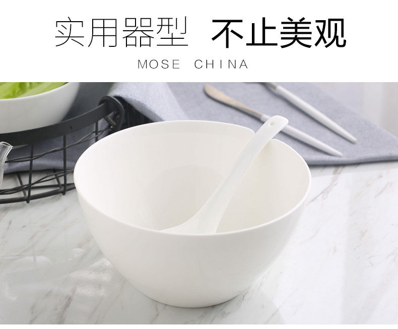 Pure white ceramic household contracted ceramic bowl of soup bowl rainbow such use cereal salad bowl move web celebrity ltd. breakfast dishes