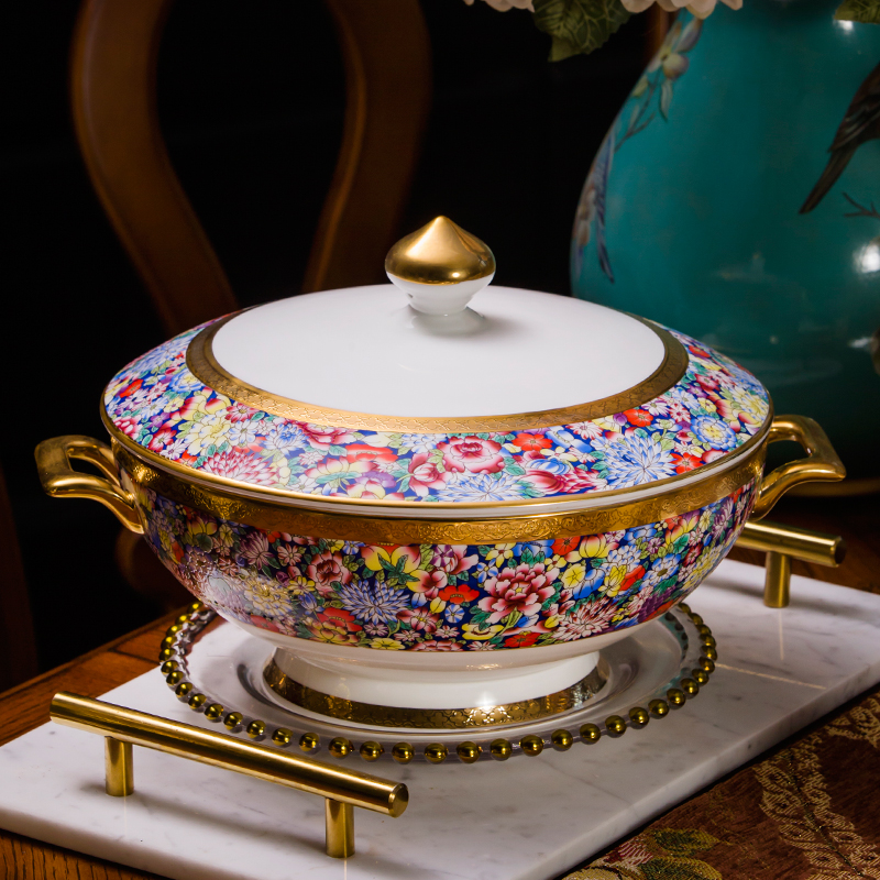 European embossed gold ipads porcelain tableware suit contracted Nordic ceramic dishes suit combination dish bowl home for dinner