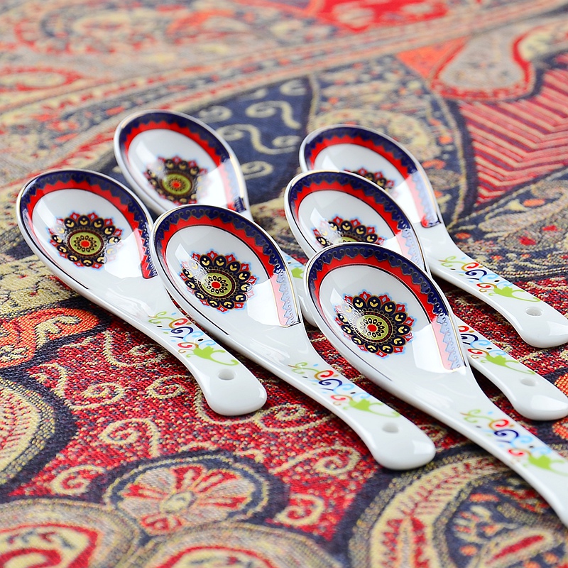 Porcelain show source gold edge of tangshan ipads Porcelain run ceramic tableware small run rice rice spoon ladle ceramics