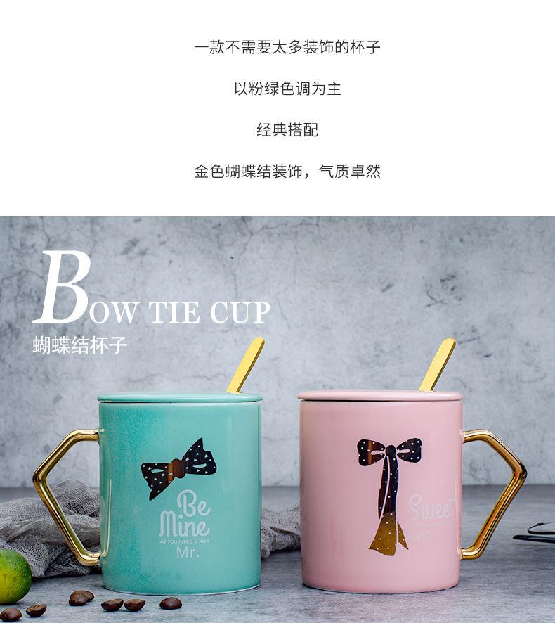 Creative fashion contracted household ceramic keller cup han edition coffee lovers cups with cover teaspoons of male and female students