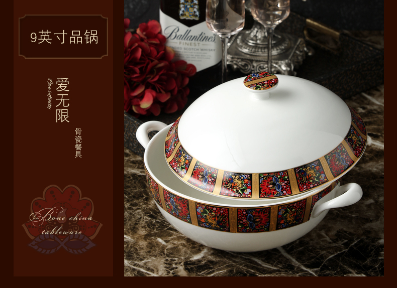 The Source 9 inches product pot tangshan porcelain show ipads China big bowl of soup basin creative ceramics tableware suit with cover household