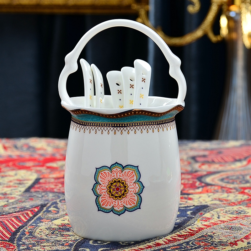 The Source of tangshan porcelain show ipads porcelain tableware suit accessories swan basket spoons chopsticks cage placed a spoon
