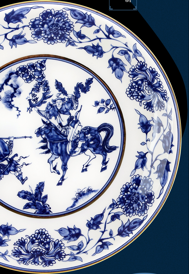 Blue and white porcelain ipads porcelain tableware suit dishes dishes tangshan combination of household of Chinese style in - glazed porcelain gold edge
