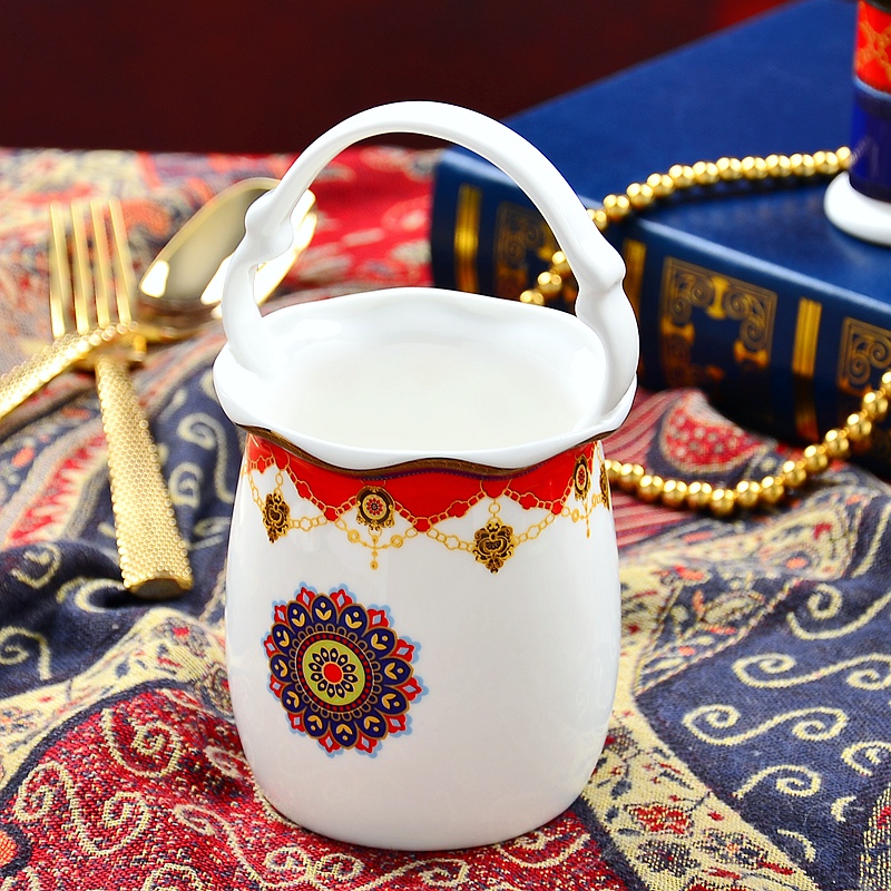 Ceramic flower blue spoon cage cage chopsticks tube ipads porcelain kitchen shelf chopsticks box to receive box basket tableware fittings