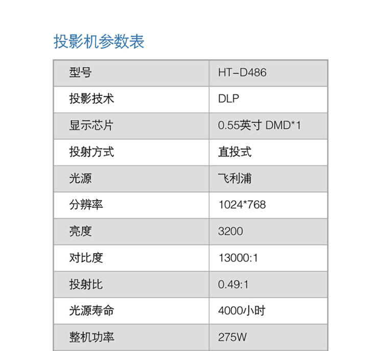 Máy chiếu điện tử Honghe HT-D486 / S9 dạy học máy chiếu laser DLP tiêu cự ngắn