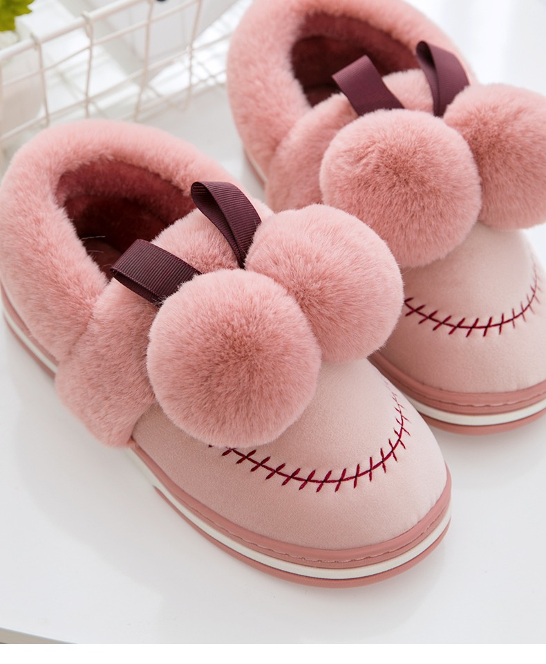 Dép cotton nữ mùa đông bao gồm tất cả nhà trong nhà vợ chồng trong nhà dễ thương dày đáy không trơn trượt giày cotton nam - Trang chủ dép đi ở nhà