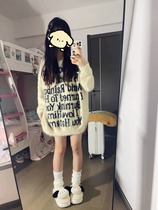 American style national trend letter jacquard round neck seahorse hair couple sweater autumn and winter niche knitted sweater top