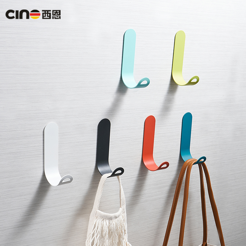 Single cloak wall-mounted hook colourful creative hook bathroom hanger after Sien free of punching colour hanging hook door