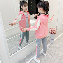 Girl autumn suit 2021 New 3 baby 4 foreign style 5 little girl 6 Spring and Autumn 7 children 8 sports clothes 12 years old