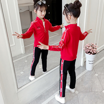 3 Children 4 girls autumn suit girl 5 Spring and Autumn 6 Korean version 7 foreign atmosphere 8 middle and big children 10 sports three-piece set 12 years old