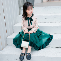 3 Children girls long sleeve dress 5 spring and autumn clothes 2021 New 6 foreign style 7 princess skirt girl 8-12 tide