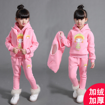 Girls autumn winter 4 sets 3 childrens clothing 2021 New 5 plus velvet 6 girls 8 clothes thick three pieces 10 years old