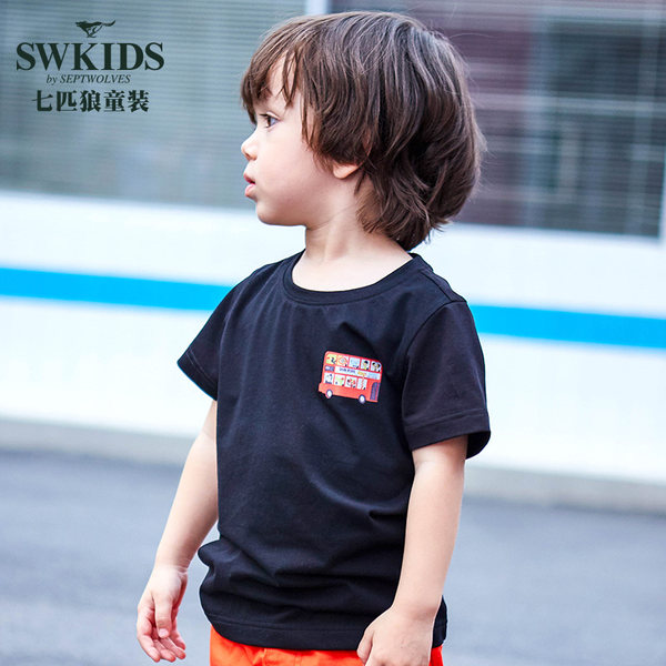 Swkids 七匹狼童装 18年夏季新款 男童圆领短袖T恤 天猫优惠券折后￥39包邮（￥79-40）105~150码多款可选
