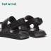 Hotwind hot air black sandal nam giày đế xuồng đôi sử dụng 2019 mùa hè mới hoang dã giày thường - Sandal
