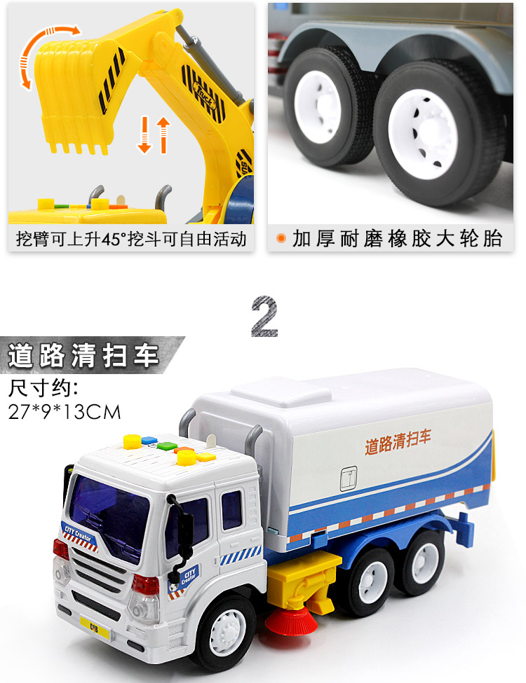 Nói chuyện kỹ thuật xe máy câu chuyện 1:16 mô phỏng lớn máy xúc đồ chơi xe con trai máy xúc - Đồ chơi giáo dục sớm / robot flash card giáo dục cho bé