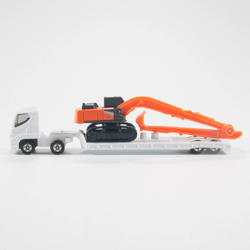 Автомобиль из имитационного сплава TOMY/Tomica, длинная секция № 143, Hitachi Construction Machinery Heavy Machinery Transport Truck 917694