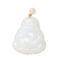 Feng Fei et Tian Yubai Jade Bouddha Gong Pendentif Femme Jade Bouddha naturel Jade Necklace Lady Laughing Buddha Pendentif 2528