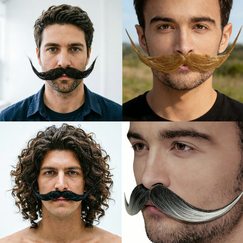 Halloween Party Costume Fake Beard, Realistic Fake Mustache, Enlarged Version, Large Curved Shaped Beard