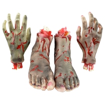 Five children fight for happiness Halloween haunted house decoration room escape broken hand broken foot stump prosthetic hand black broken hand broken foot