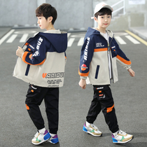  Boys autumn suit two-piece 2021 new childrens tops middle and large childrens coats boys jackets spring and autumn tide