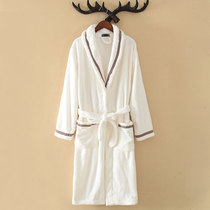 White robe womens autumn and winter thickened warm beauty salon bathrobe five-star hotel coral velvet couple pajamas male
