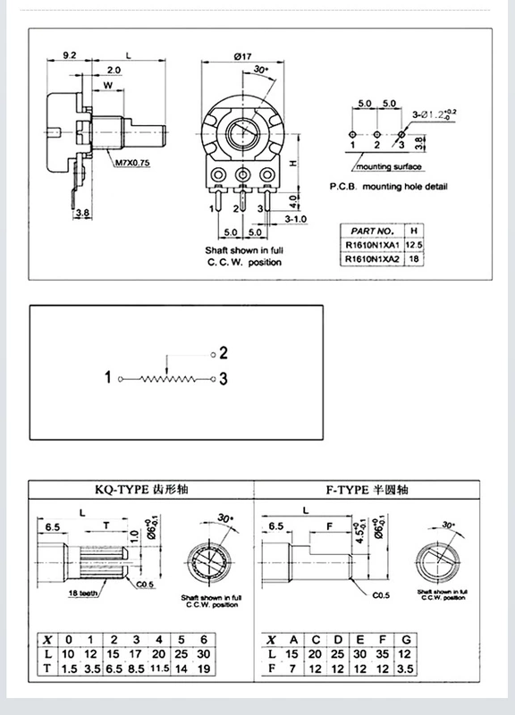 nguyên lý chiết áp Núm chiết áp đơn đôi WH148 có thể điều chỉnh âm lượng với giảm chấn 10K 20K 50K 100K 500K chiết áp b503