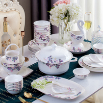 Donderbowl Dish Suit Home Bone China Cutlery Cutlery Combine Eu Style Ceramic Bowls Chopsticks Jingdezhen modern light and luxurious bowls tray