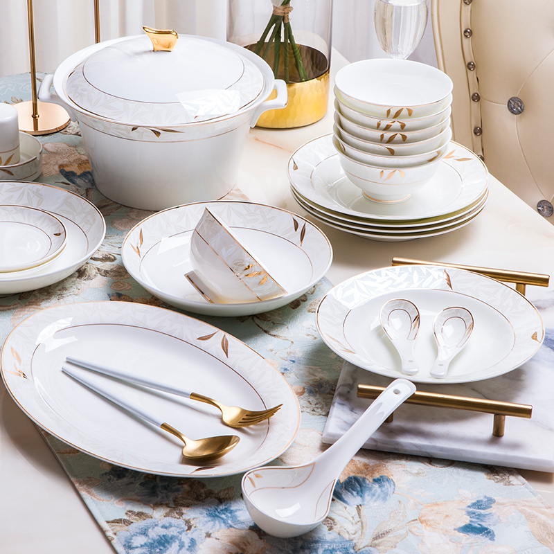 Dishes suit household European contracted high - grade ceramic Dishes jingdezhen ceramic tableware suit household gifts
