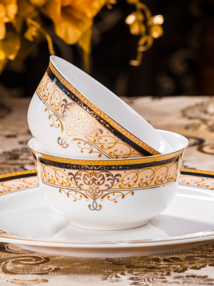 Dishes suit household European - style ipads porcelain bowl chopsticks jingdezhen ceramic tableware suit Dishes household combination of gifts