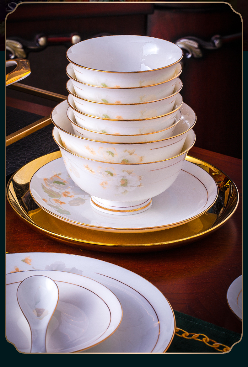 The dishes suit household contracted up phnom penh ipads porcelain jingdezhen ceramic tableware creative contracted Europe type bowl plate combination